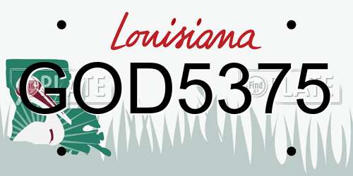 GOD5375 Louisiana License Plate