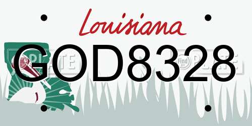 GOD8328 Louisiana License Plate
