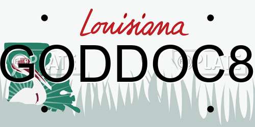 GODDOC8 Louisiana License Plate
