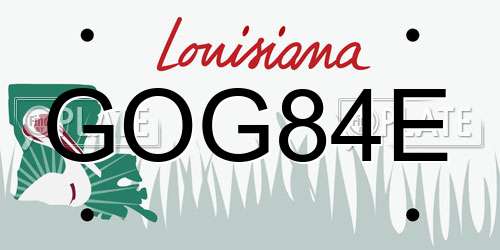 GOG84E Louisiana License Plate