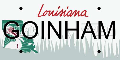 GOINHAM Louisiana License Plate