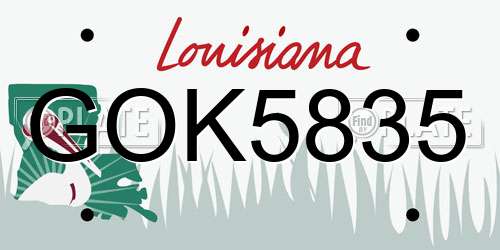 GOK5835 Louisiana License Plate