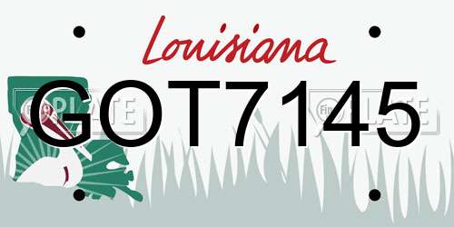 GOT7145 Louisiana License Plate