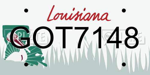 GOT7148 Louisiana License Plate