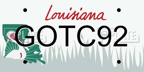 GOTC92 Louisiana License Plate