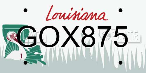 GOX875 Louisiana License Plate