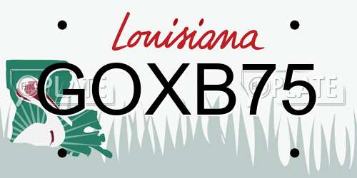 GOXB75 Louisiana License Plate