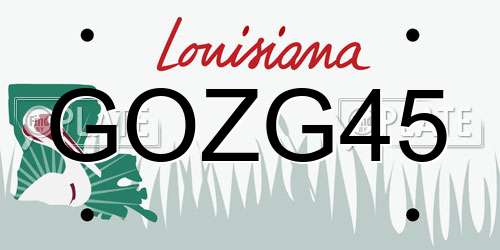 GOZG45 Louisiana License Plate