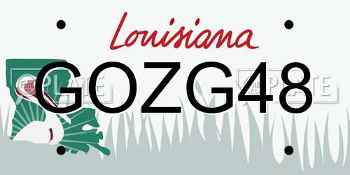 GOZG48 Louisiana License Plate