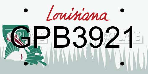 GPB3921 Louisiana License Plate