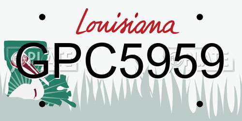 GPC5959 Louisiana License Plate