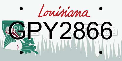 GPY2866 Louisiana License Plate