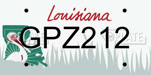 GPZ212 Louisiana License Plate