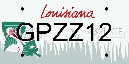 GPZZ12 Louisiana License Plate