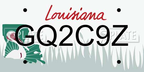 GQ2C9Z Louisiana License Plate