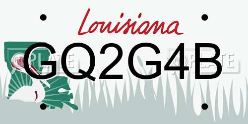 GQ2G4B Louisiana License Plate