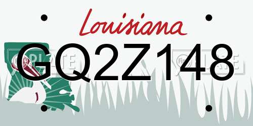 GQ2Z148 Louisiana License Plate