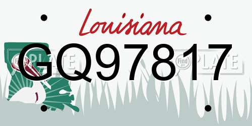 GQ97817 Louisiana License Plate