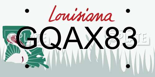 GQAX83 Louisiana License Plate