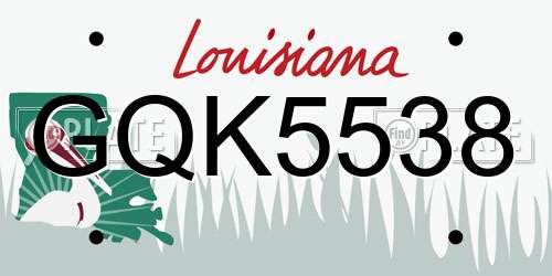 GQK5538 Louisiana License Plate