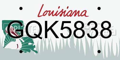 GQK5838 Louisiana License Plate