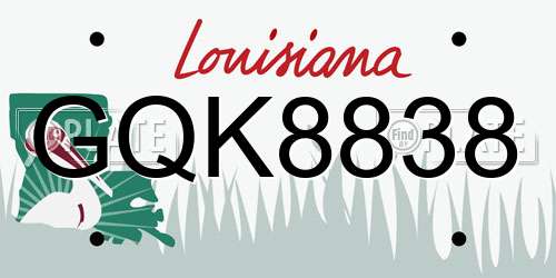 GQK8838 Louisiana License Plate
