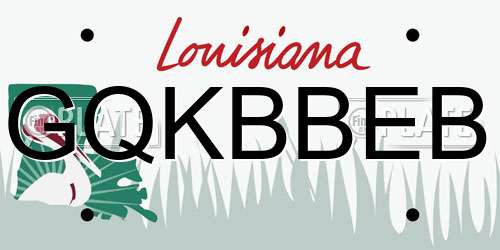 GQKBBEB Louisiana License Plate