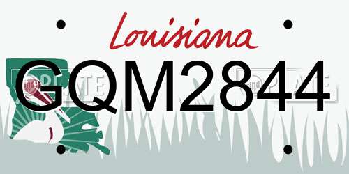 GQM2844 Louisiana License Plate
