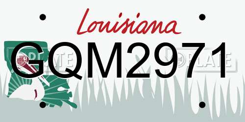 GQM2971 Louisiana License Plate