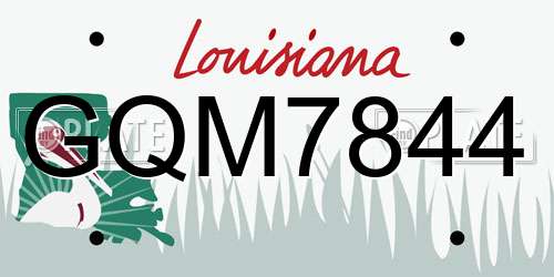 GQM7844 Louisiana License Plate