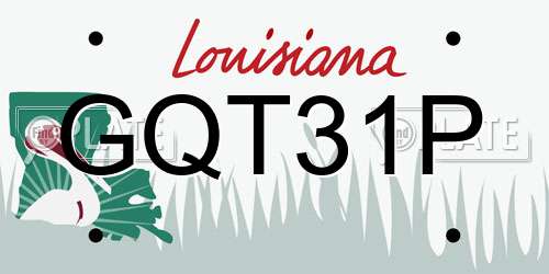 GQT31P Louisiana License Plate