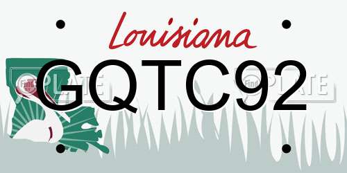 GQTC92 Louisiana License Plate