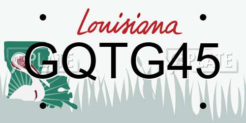 GQTG45 Louisiana License Plate