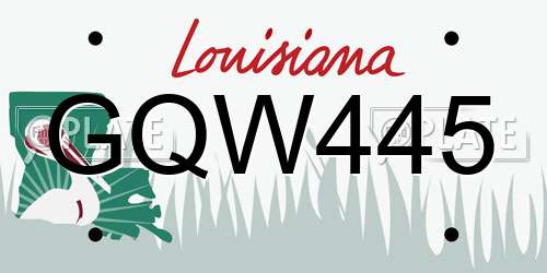 GQW445 Louisiana License Plate