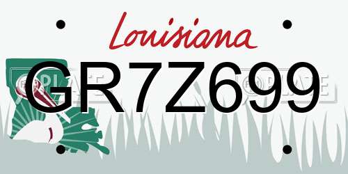 GR7Z699 Louisiana License Plate