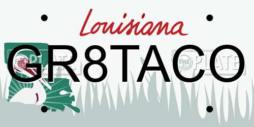 GR8TACO Louisiana License Plate