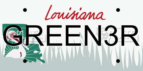 GREEN3R Louisiana License Plate