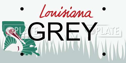 GREY Louisiana License Plate
