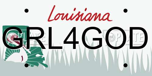 GRL4GOD Louisiana License Plate