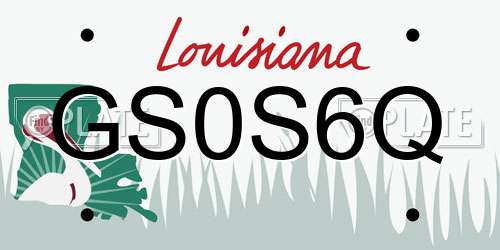 GS0S6Q Louisiana License Plate