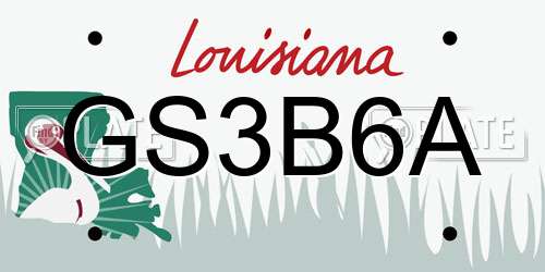 GS3B6A Louisiana License Plate