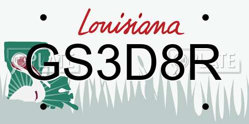 GS3D8R Louisiana License Plate