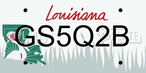 GS5Q2B Louisiana License Plate