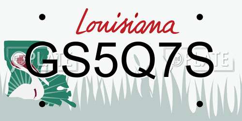 GS5Q7S Louisiana License Plate