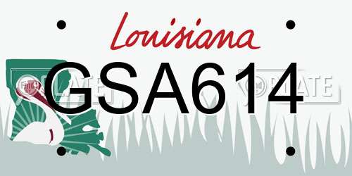 GSA614 Louisiana License Plate