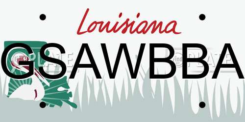 GSAWBBA Louisiana License Plate