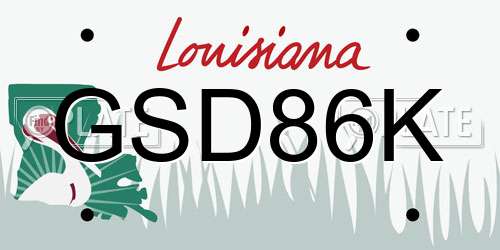 GSD86K Louisiana License Plate