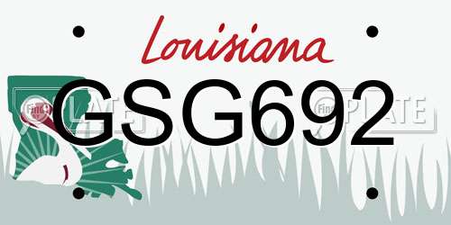 GSG692 Louisiana License Plate