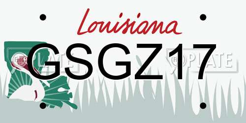 GSGZ17 Louisiana License Plate