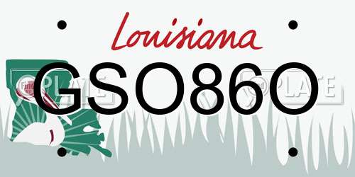 GSO86O Louisiana License Plate
